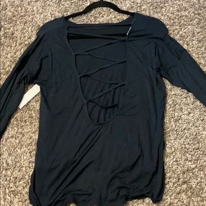 Good American Black Long Sleeve- Criss cross back